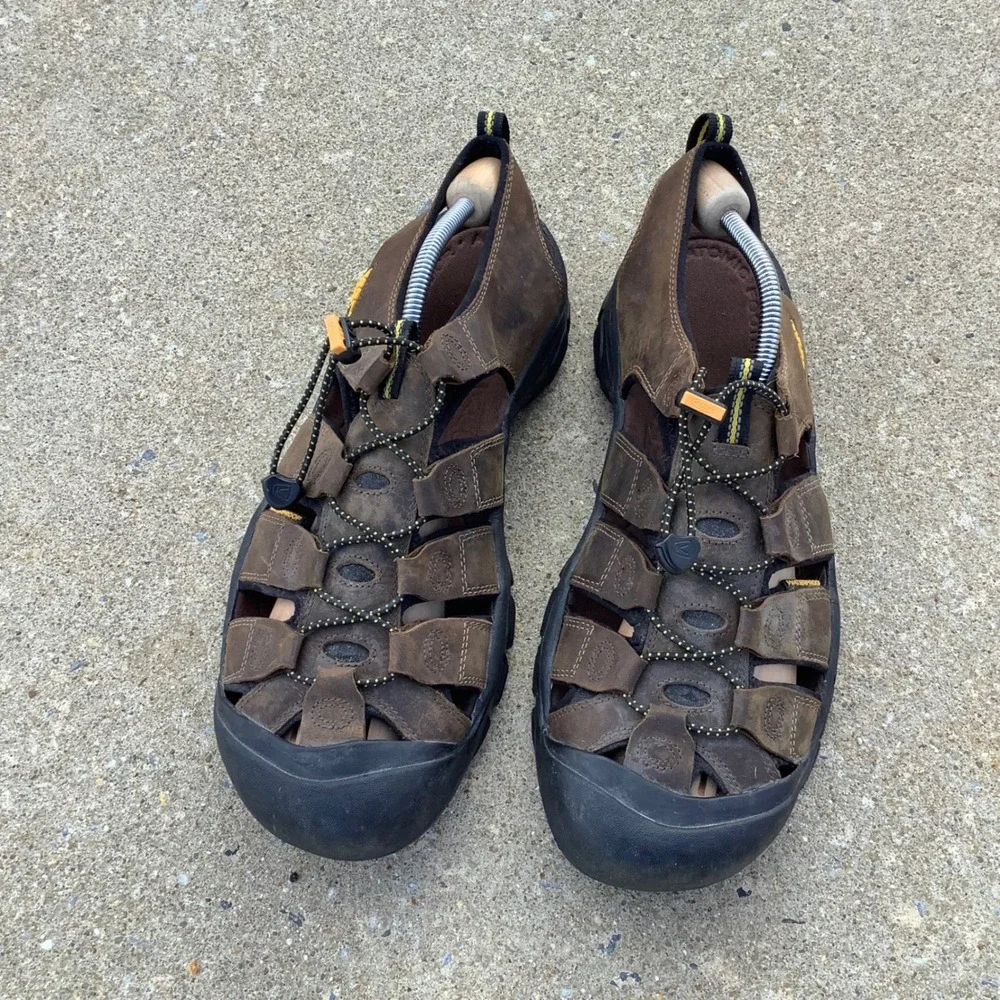 Keen Newport Premium Mens 14 Brown Leather Waterproof Hiking Sandals 1001870